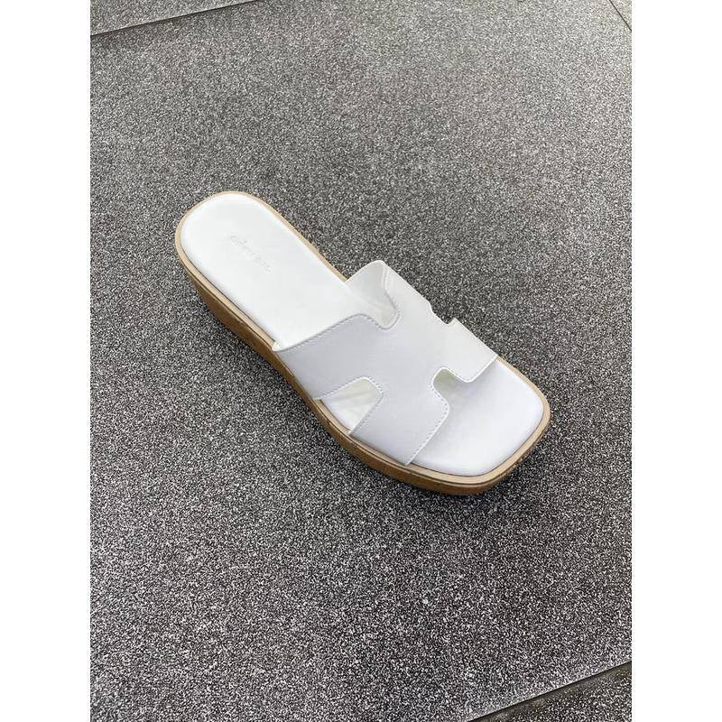 23SS3-預購-5.5cm-實拍影片 韓國代購 經典 法系 厚底 H字 坡跟 涼拖鞋 楔型鞋