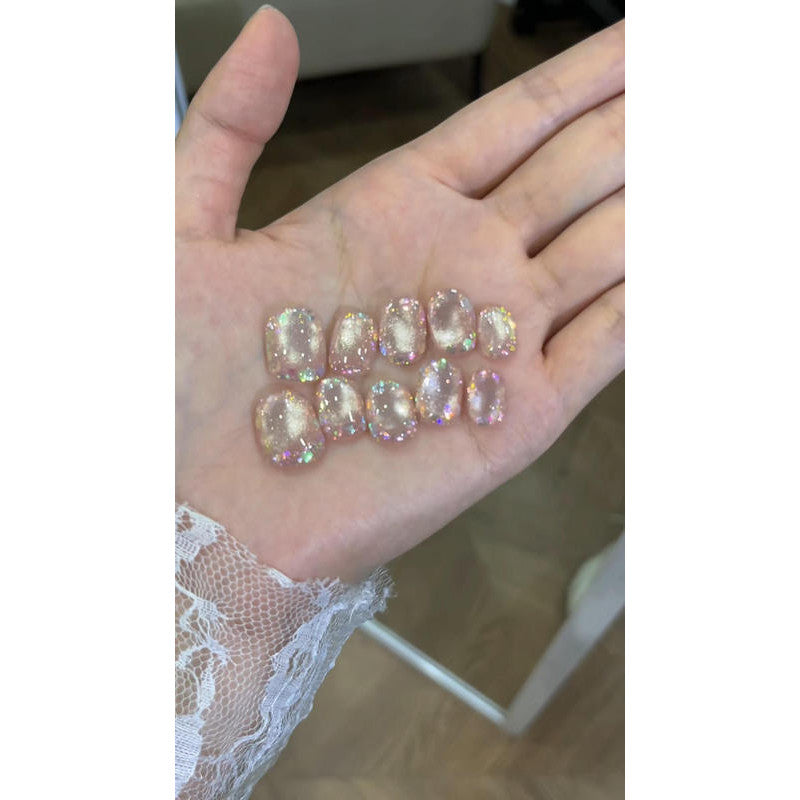 【花鏡】氛圍感閃耀系💎短款純手工穿戴甲|高級感假指甲貼片