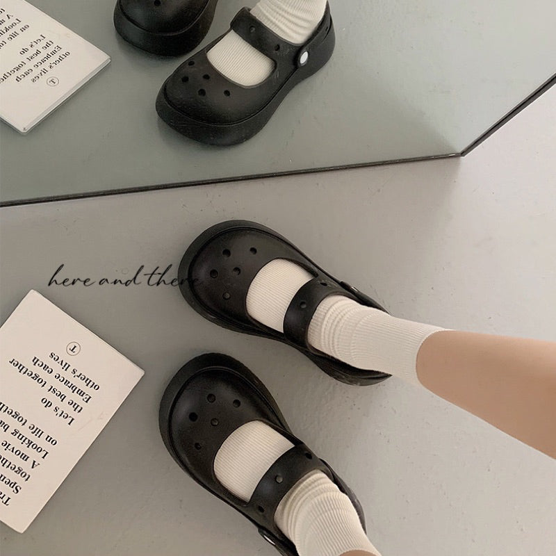 23SS719-預購-3cm-詢問度爆表 軟底好穿 超推薦 防水 防滑 後帶 厚底 圓頭 洞洞鞋 洞洞拖鞋