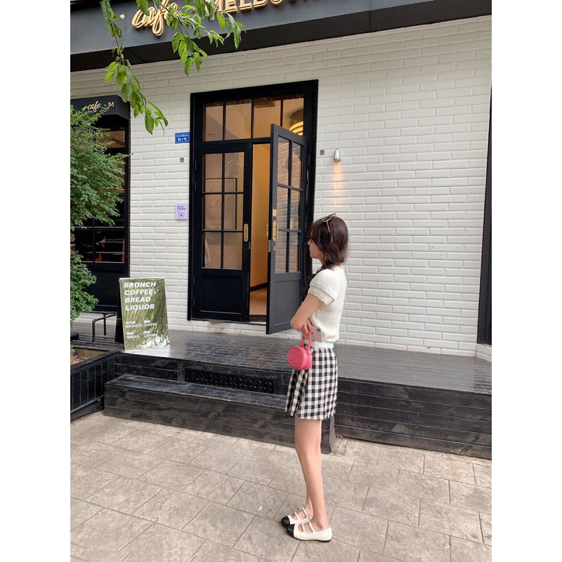 シープスキン🤍快適な履き心地✨h&t。ハンドメイドの本革🇫🇷万能なラウンドトゥ、カラーブロックのラインストーンダブルバックルフラットメリージェーンシューズ23FW905
